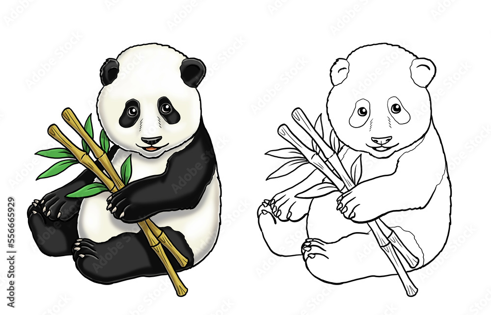 Cute giant panda to color in. Template for a coloring book with funny animals. Coloring template ...
