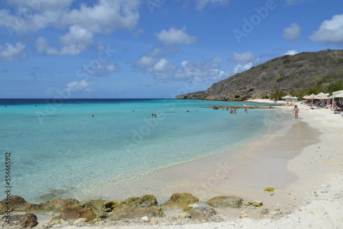 the beautiful beaches of the island of Cura  ao in the caribbean sea