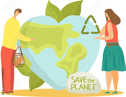 Save planet environment by zero waste, eco bag set concept, vector illustrati...
