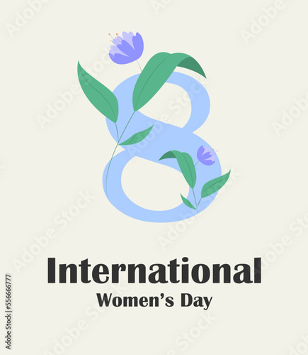 International Womens Day. IWD. 8 march. Postcard with inscription for web, networks, media. Eps 10