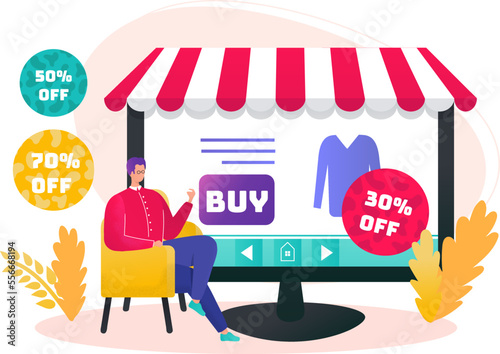 Sale for free delivery, business service for people order vector illustration...