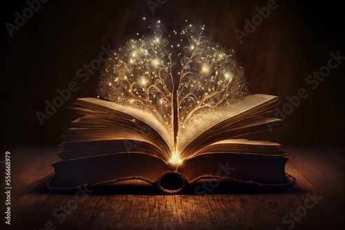 opened Old Book With Magical Lights ai generated © dasom