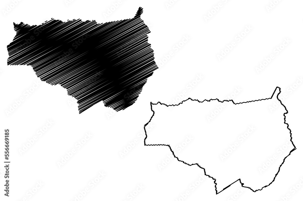 Ararenda municipality (Ceará state, Municipalities of Brazil, Federative Republic of Brazil) map vector illustration, scribble sketch Ararendá map