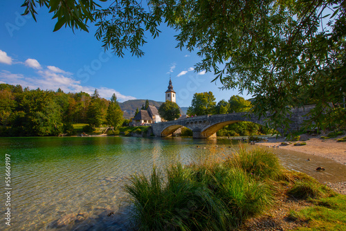 Church of St John the Baptist, Bohinj Lake, Triglav National Park, Julian Alps, Slovenia photo