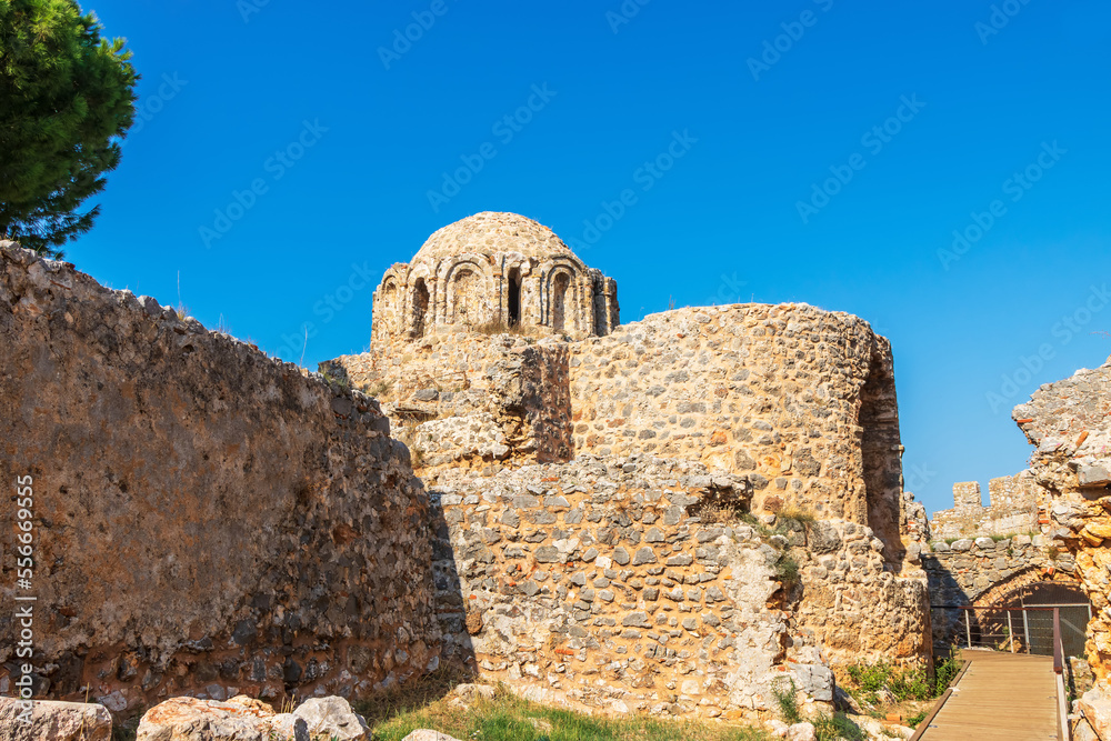 The church of St. George from the Byzantine period - Inner Fortress in Alanya Castle, Southern Turkey.