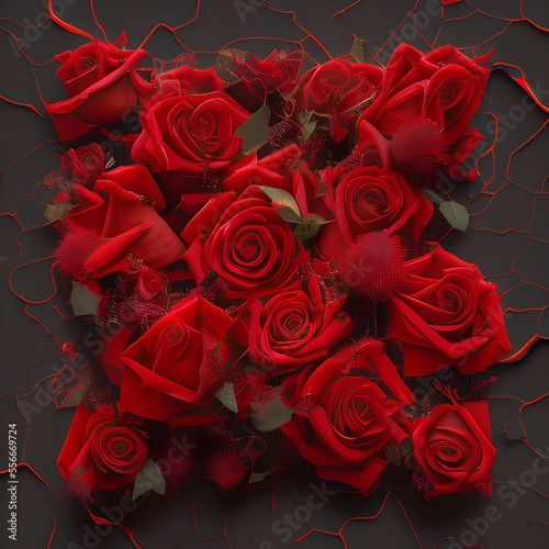 Generative AI close-up of red roses