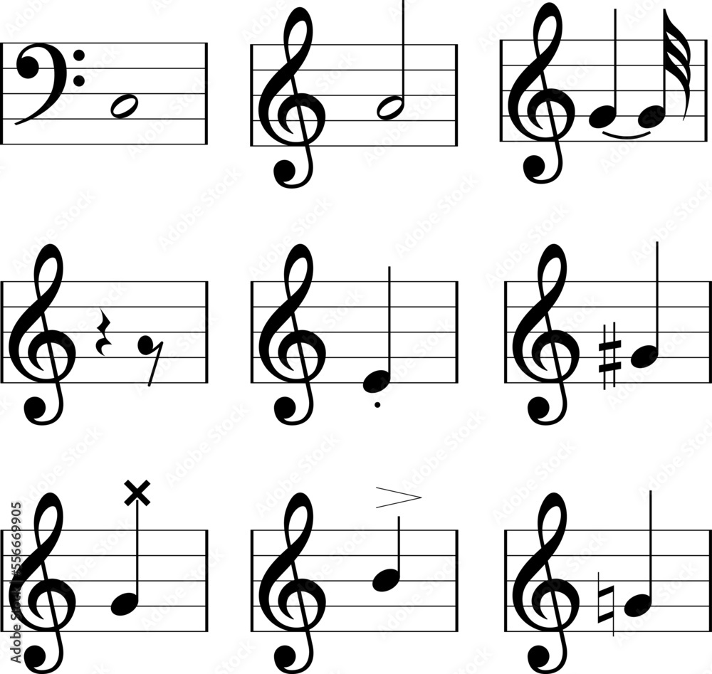 Fototapeta premium Music notes icons set. Vector symbols