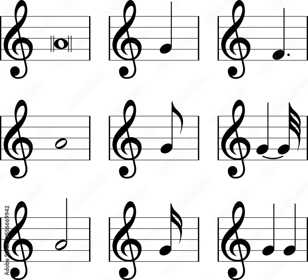 Fototapeta premium Music notes icons set. Vector symbols