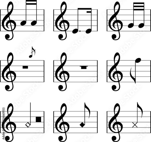 Music notes icons set. Vector symbols