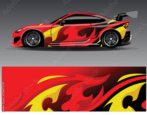 Car wrap design vector. Graphic abstract stripe racing background kit designs for wrap vehicle  race car  rally  adventure and livery