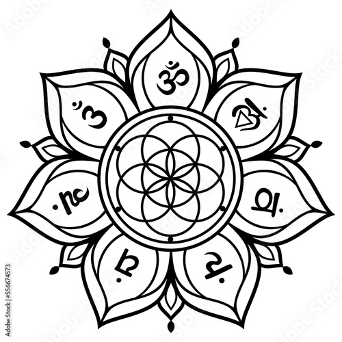 Chakra pattern Flower of life mandala with chakras. Sacred geometry Vector illustration