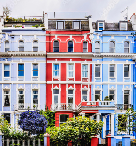 colourful victorian houses on Notting Hil, London. photo