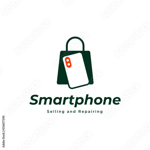 Mobile phone vector logo template concept illustration. Smartphone creative sign. Cellphone symbol or Tablet PC icon. Design element. 