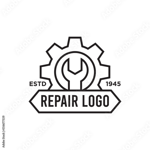 Wrench logo design template for repair service company. Repair logo vector illustration