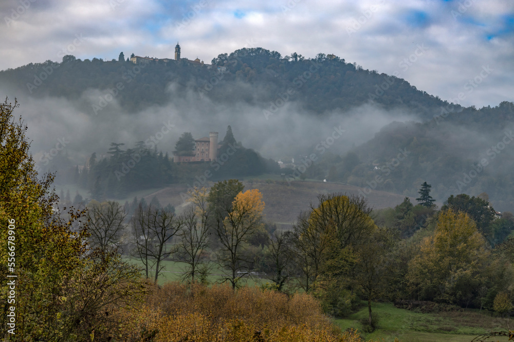 Fototapeta premium View of the Holy Mountain (Sacro Monte) of Crea, province of Alessandria, Piedmont, Italy