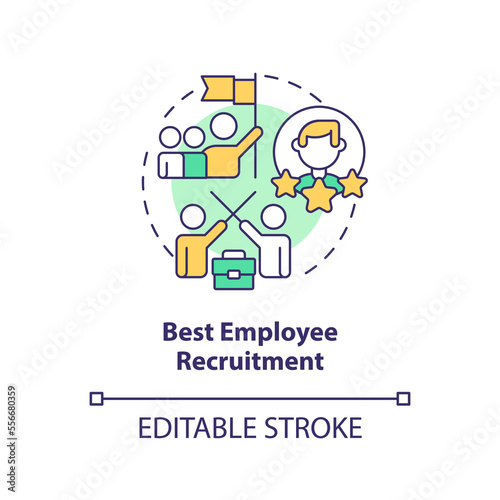 Best employee recruitment concept icon. Merge teams successfully abstract idea thin line illustration. Hiring top talent. Isolated outline drawing. Editable stroke. Arial, Myriad Pro-Bold fonts used