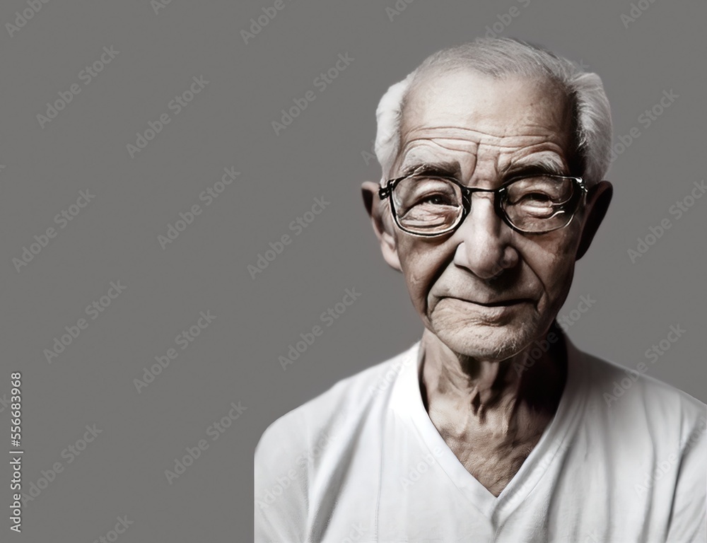 Closeup of an Elderly Man with Glasses and Room for Copy (Generative AI) Closeup of an Elderly Man with Glasses and Room for Copy (Generative AI)