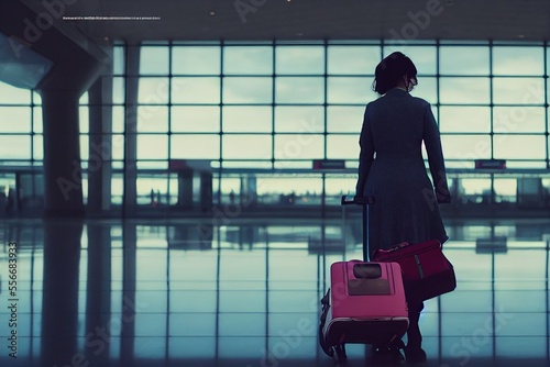 Woman with Luggage in an Ai...