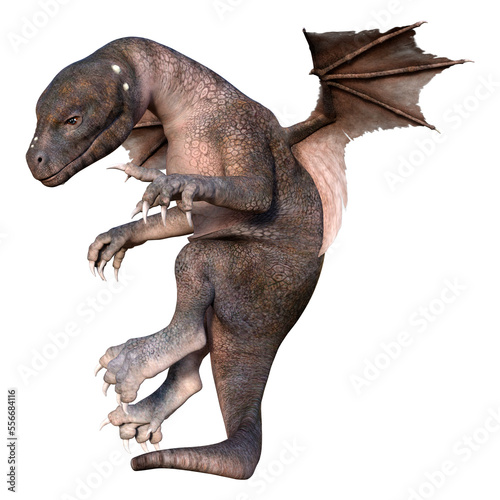 3D Rendering Fairy Tale Dragon on White