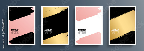 Set of abstract backgrounds with brush strokes for your creative graphic design. Cover templates collection. Vector illustration.