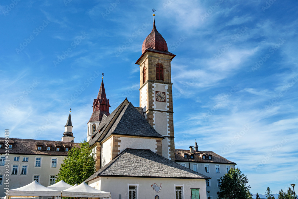 The outside view of the monastery Maria Weissenstein (Italian Pietralba) is a place of pilgrimage in South Tyrol