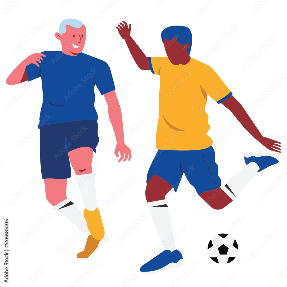 Sport People Pressing Football Vector Illustration