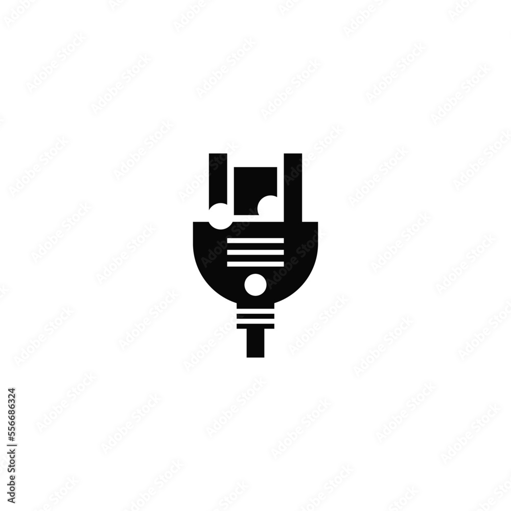 Plug combination with musical note, negative space. Logo design. Plug combination with musical note, negative space. Logo design.