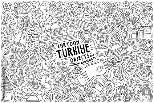 Set of Turkiye traditional symbols and objects