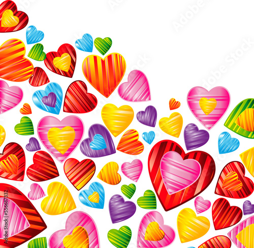 Valentine's day background with striped pattern hearts , design illustration.