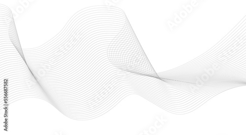 Wave line background with smooth shape. A beautiful wavy line on a white background that creates the optical illusion of waves. Horizontal banner template. Abstract futuristic template.