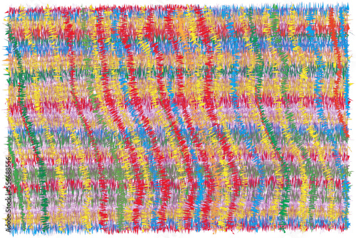 Rectangular motley rug, mat, carpet, doormat, plaid with rough grunge zigzag wavy intersecting stripes isolated on white