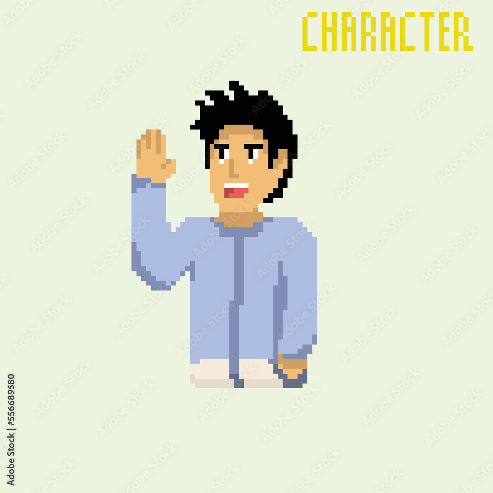 illustration vector graphic of pixel art character, boy with black hair,blue hoodie good for your project and game illustration vector graphic of pixel art character, boy with black hair,blue hoodie good for your project and game