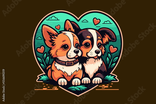 cute couple dogs in love animal valentine day card invitation background