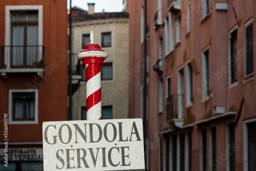 Gondola service sign in the city of Venice in Italy