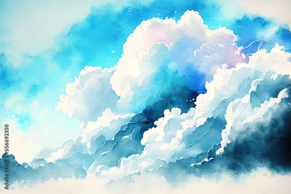 Blue sky with white clouds as a backdrop Generative AI Stock ...