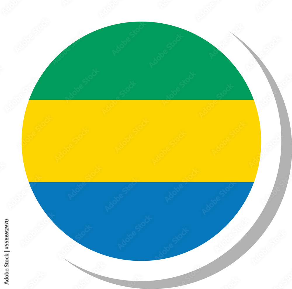 Gabon flag circle shape, flag icon. Gabon flag circle shape, flag icon.