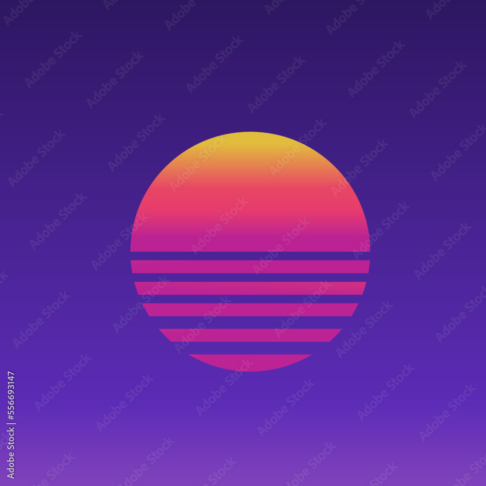 Sunset icon. Retro sun background vector ilustration.