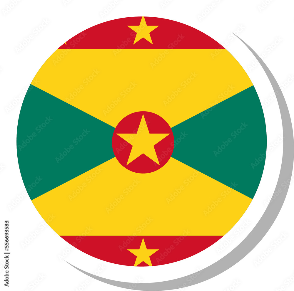 Grenada flag circle shape, flag icon. Grenada flag circle shape, flag icon.