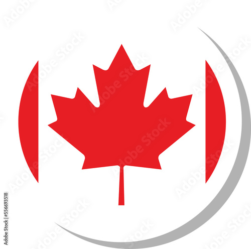 Canada flag circle shape, flag icon.