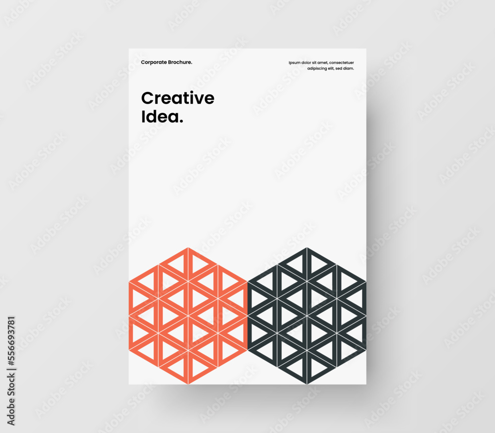 Trendy geometric hexagons book cover concept. Vivid company identity vector design template.