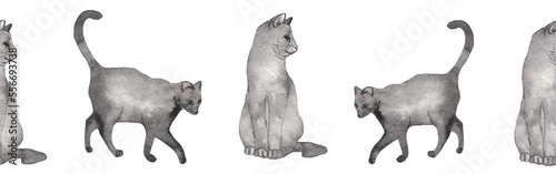 Canvas Print Watercolour illustration banner with cats