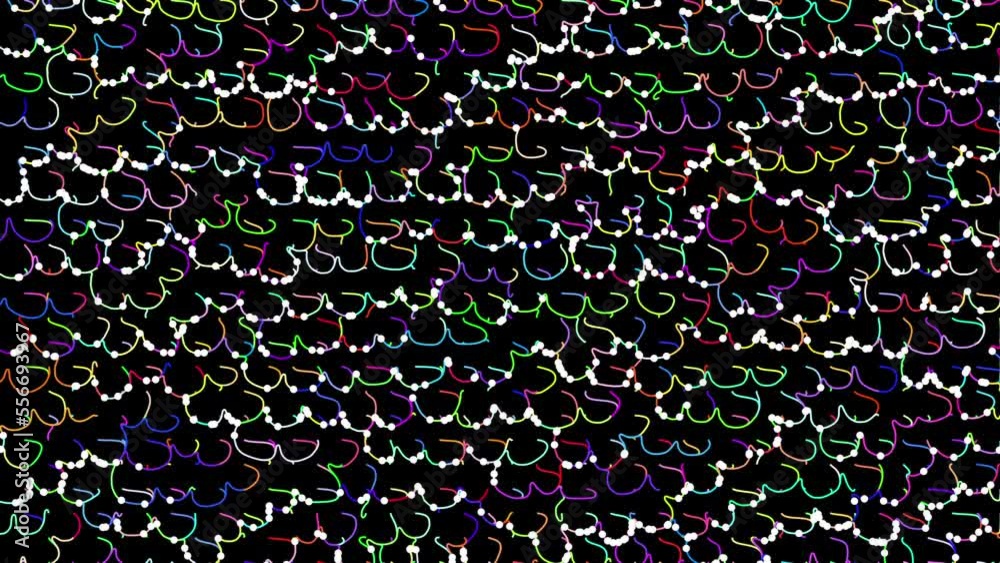 Multicolored dots on black background. Illustration.