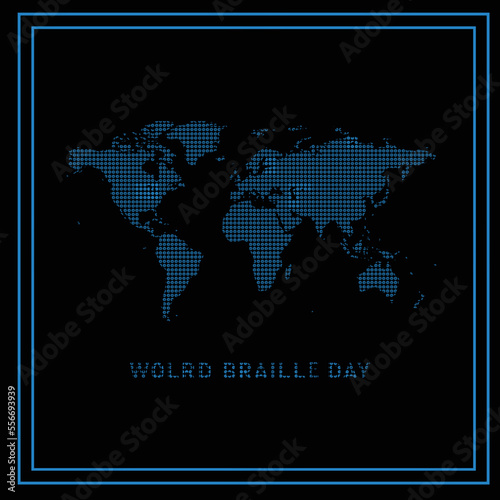 world braille day background poster with blue and black color