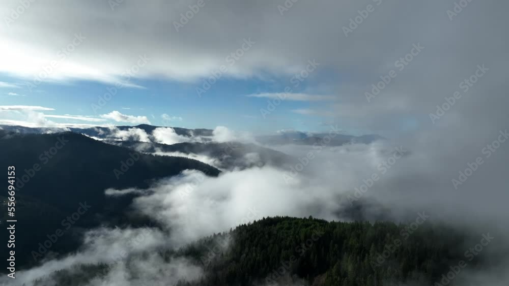 Aerial view of north snowy forest winter landscape, snowfall and first fresh snow covered forest, top down view. Aerial view of north snowy forest winter landscape, snowfall and first fresh snow covered forest, top down view.