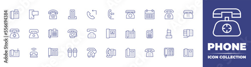Phone line icon collection. Editable stroke. Vector illustration. Containing telephone, fax, call, calls, phone, telephone, help, call, cellular, fax, communications, and more.