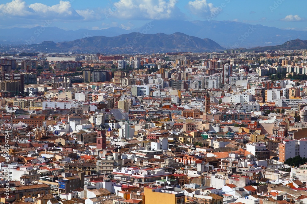 Malaga city districts view