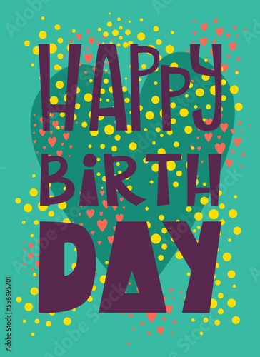 Happy Birthday card, fun event, vector illustration. Party invitation, postca...