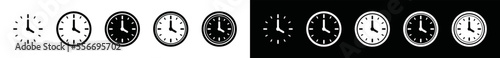 Time clock icon set. Clock icon vector. Wall clock. Analog clock or circle time clock, symbol illustration
