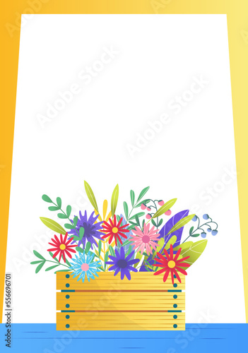Floral card invitation design, vector illustration. Spring gardening backgrou...