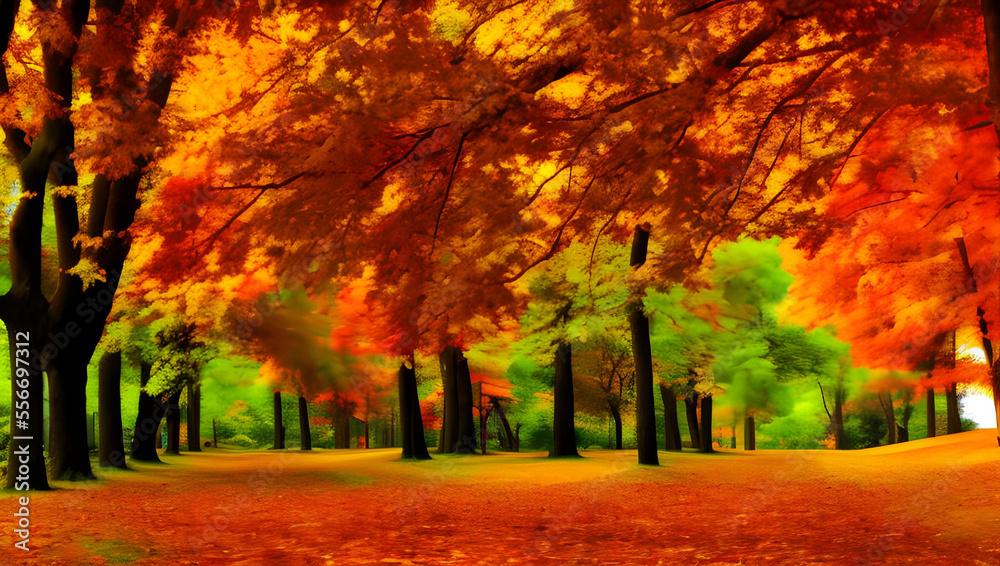 秋の風景　紅葉　背景